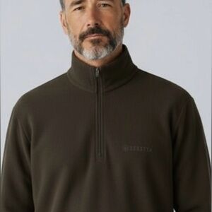 Beretta Men's Brown 1/4 Zip Microfiber Fleece Pullover - Size Medium